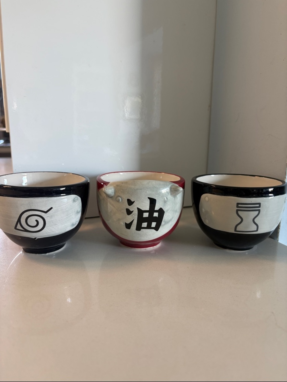 Set of 3 Hand-Painted Ceramic Naruto Mugs